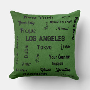 chic sage green mega cities of the world  throw pillow