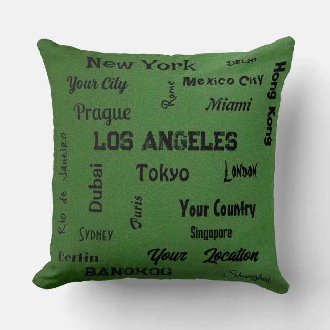 chic sage green mega cities of the world  throw pillow (Front)