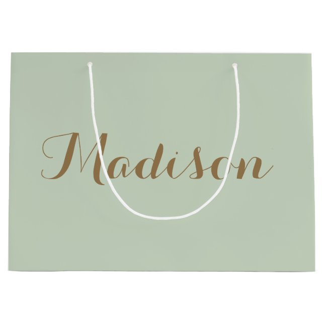 Chic Sage Green  minimalist monogram Large Gift Ba Large Gift Bag (Front)