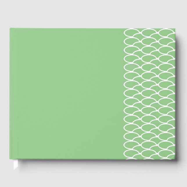 Chic Sage Green Right Offset Tiled Waves Pattern Guest Book (Front)