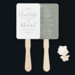 Chic Sage Green Signature Script Wedding Program Hand Fan<br><div class="desc">This stylish wedding program can be personalised with your special wedding day information featuring chic modern typography. You can customize the background colour to match your wedding theme. Designed by Thisisnotme©</div>