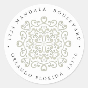 CHIC SAGE GREEN TILE WEDDING Return address Classic Round Sticker