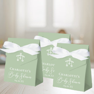 Chic Sage Green White Baby Shower Personalized Favor Box