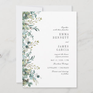 Chic Sage Watercolor Eucalyptus Greenery Wedding I Invitation