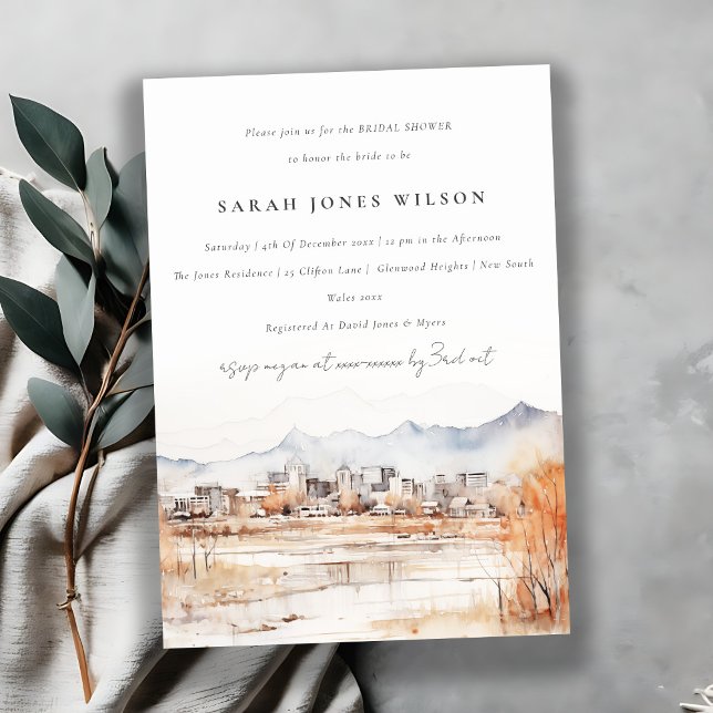 Chic Salt Lake City Utah Watercolor Bridal Shower Invitation (Creator Uploaded)