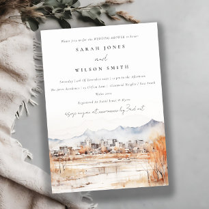 Chic Salt Lake City Utah Watercolor Wedding Shower Invitation