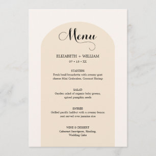 Chic Sand Beige Arch Frame Script Wedding Menu