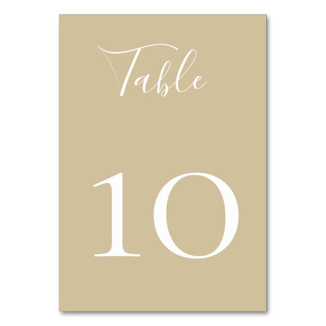 Chic Sand Beige Table Number Card (Front)