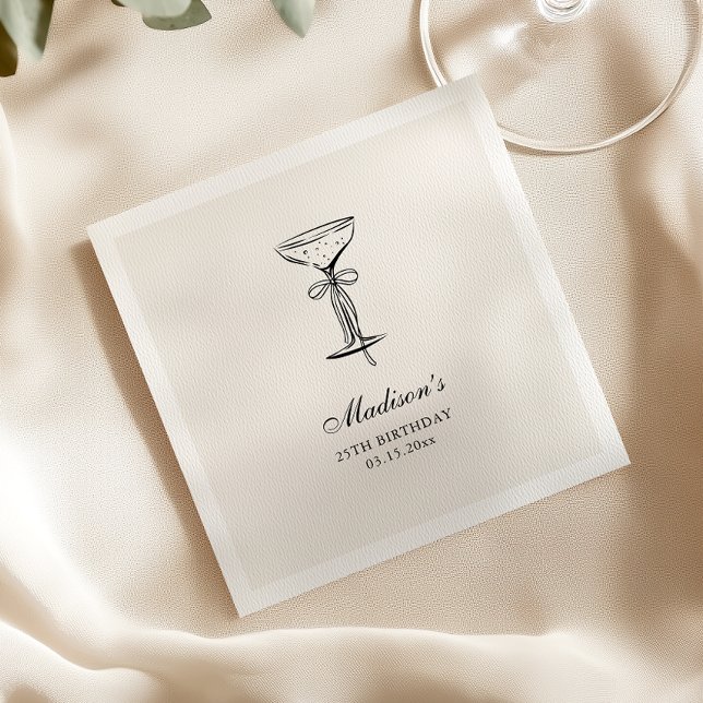 Chic Sand Champagne Birthday Party  Napkin (Creator Uploaded)
