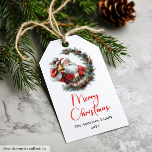 Chic Santa Claus Trendy Editable Christmas Cozy Gift Tags