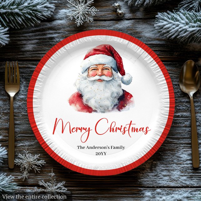 Chic Santa Claus Trendy Editable Christmas Plates (Chic Santa Claus Trendy Editable Christmas Paper Plate)
