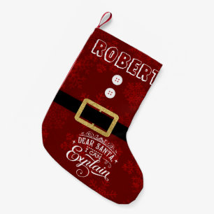 Chic Santa Suit Christmas funny script Small Christmas Stocking