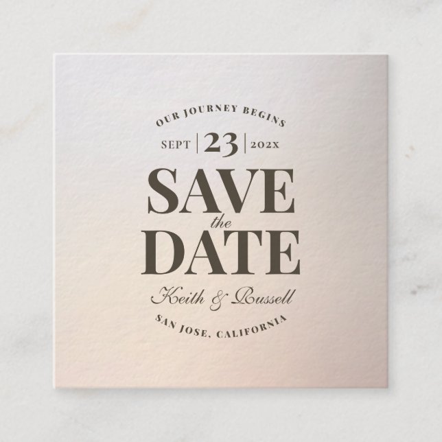Chic Save the Date QR Code Wedding Website Enclosure Card (Front)