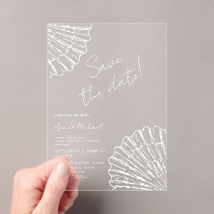 Chic Scallop Shell Save The Date Elegant Wedding Acrylic Invitations