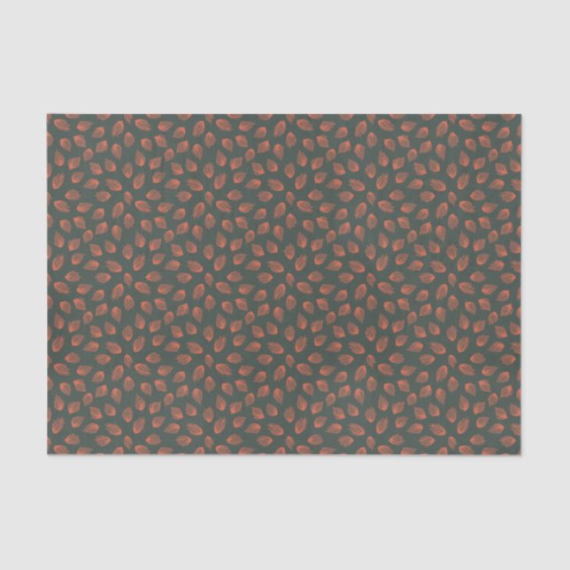 Chic Scattered Abstract Red Orange Feather Pattern Tissue Paper (Front)