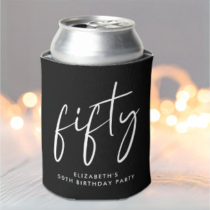 Chic Script 50th Birthday Party Can Cooler