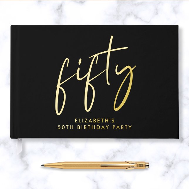 Chic Script 50th Birthday Party Guest Book (Creator Uploaded)