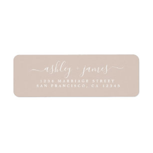 Chic Script Almond Peach Mariage Adresse de retour