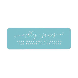 Chic Script Angel Blue Mariage Adresse de retour
