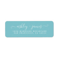Chic Script Angel Blue Wedding Return Address
