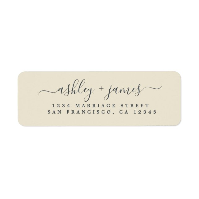 Chic Script Antique Mariage Blanc Adresse de retou (Devant)