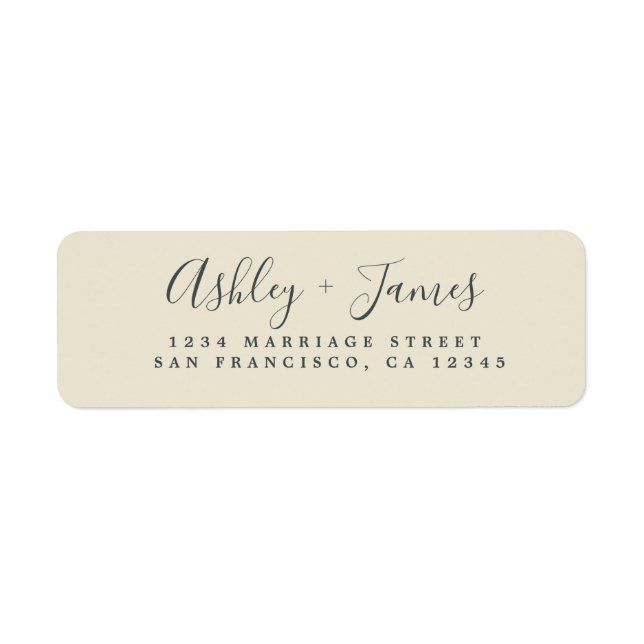 Chic Script Antique White Wedding Return Address (Front)