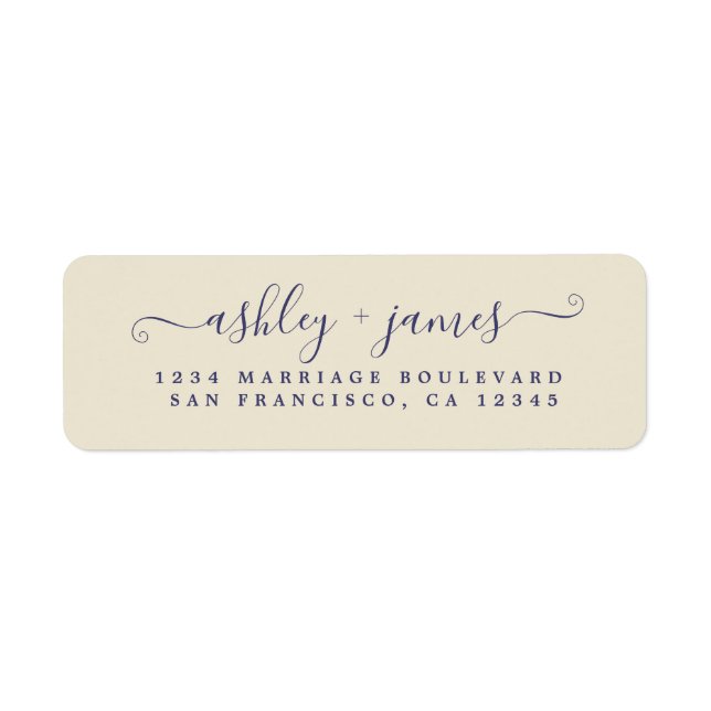 Chic Script Antique White Wedding Return Address (Front)