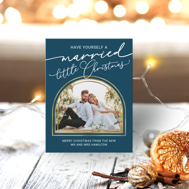Chic Script Arch Holiday Wedding Announcement (Creator Uploaded)