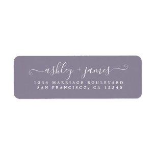 Chic Script Ash Purple Mariage Adresse de retour
