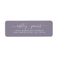 Chic Script Ash Purple Wedding Return Address