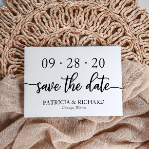 Chic Script Black And White Wedding Save The Date Invitation