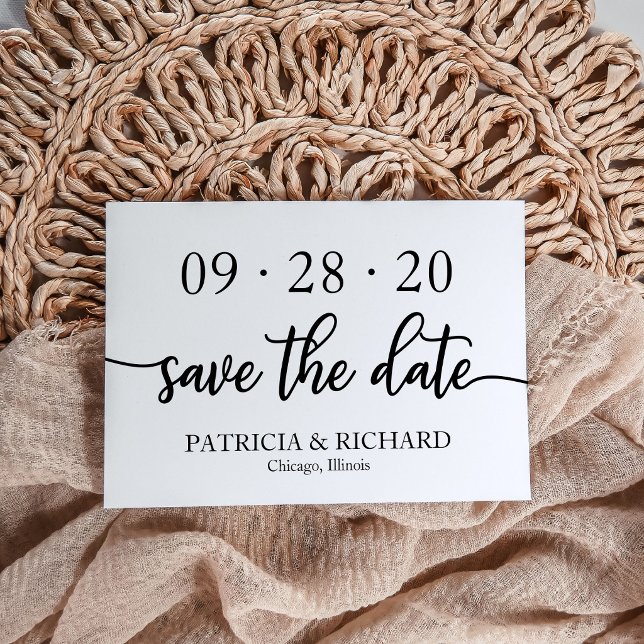 Chic Script Black And White Wedding Save The Date Invitation (Creator Uploaded)
