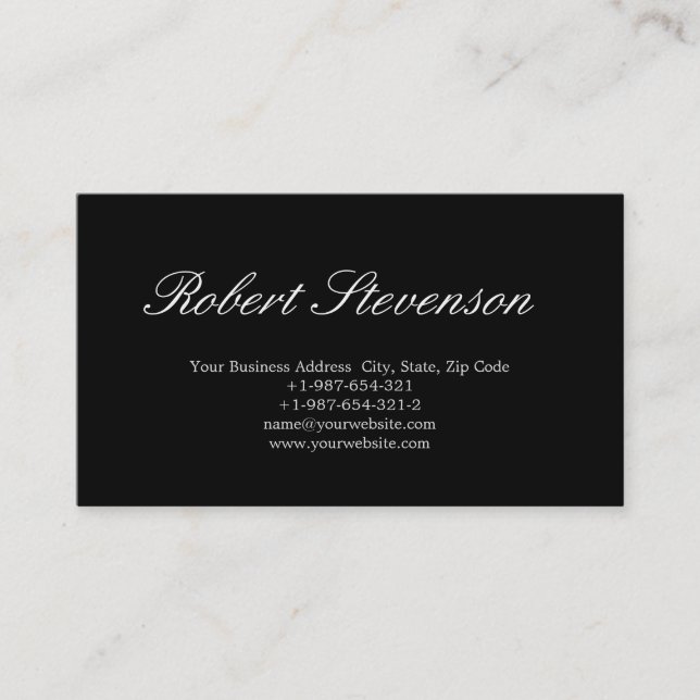 Chic Script Black Stylish Business Card (Front)