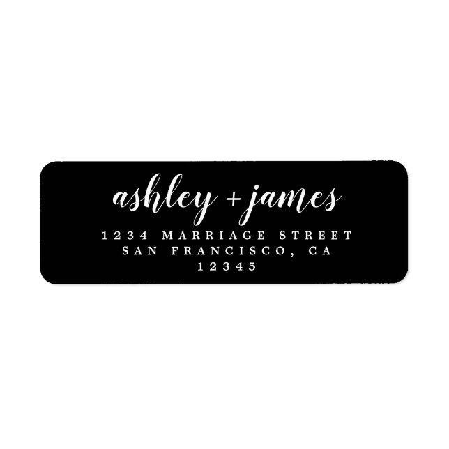 Chic Script Black Wedding Return Address (Front)