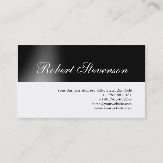 Chic Script Black White Design Business Card (Front)