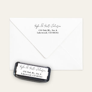 Chic Script Black White Self Inking Rubber Stamp