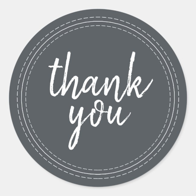 Chic Script Black White Thank You Gift Label (Front)