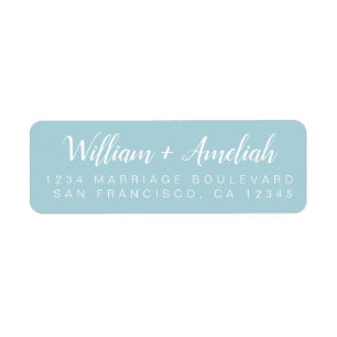 Chic Script Blue Glow Wedding Return Address