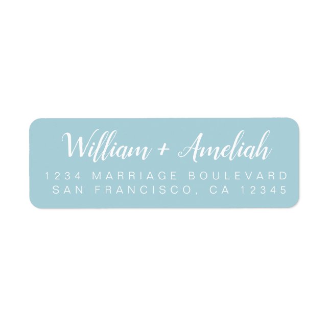 Chic Script Blue Glow Wedding Return Address (Front)