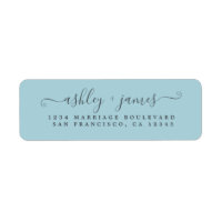Chic Script Blue Glow Wedding Return Address