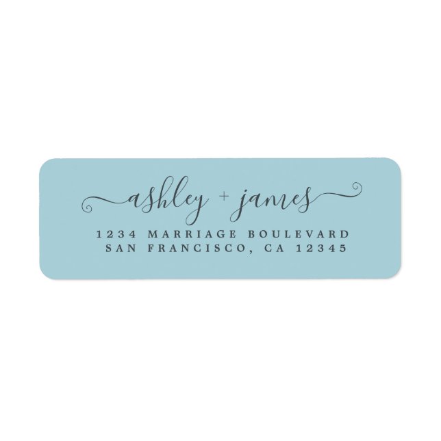 Chic Script Blue Glow Wedding Return Address (Front)