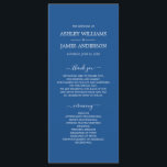 Chic Script Blue Simple Minimal Wedding Program<br><div class="desc">Elegant minimal wedding program with white chic script calligraphy and modern typography on a blue background. Simply add your wedding program details. Exclusively designed for you by Happy Dolphin Studio. If you have any questions or requests, please contact us at happydolphinstudio@outlook.com. We're happy to help you make your wedding the...</div>