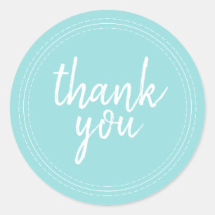 Chic Script Blue Thank You Gift Label