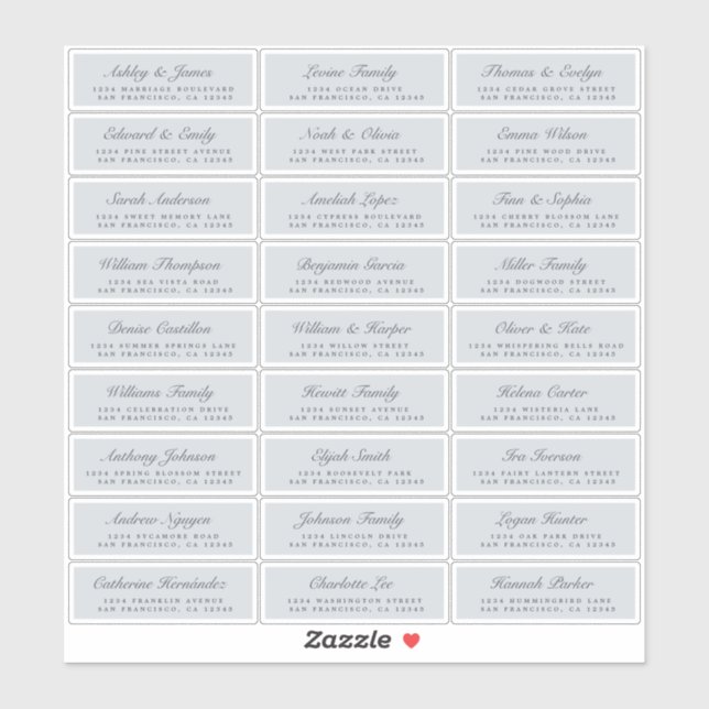 Chic Script Blue Wedding Guest Address Labels (Sheet)
