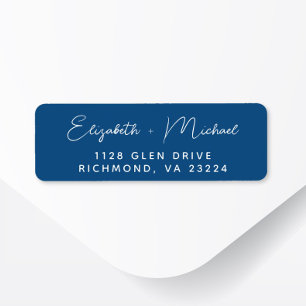 Chic Script Blue Wedding Return Address