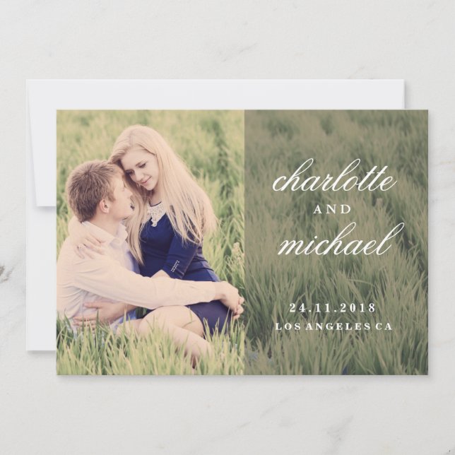 Chic Script Boho Photo Save the Date (Front)
