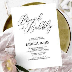 Chic Script Brunch and Bubbly Bridal Shower Invitation