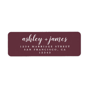 Chic Script Burgundy Mariage Adresse de retour