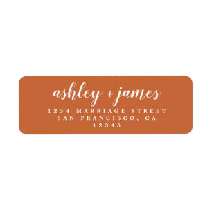 Chic Script Burnt Orange Mariage Adresse de retour