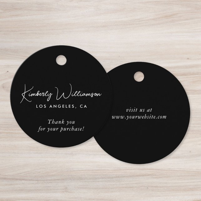 Chic Script Business Black Thank You Gift Tag (Creator Uploaded)